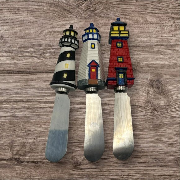 Boston Warehouse Cheese Spreader Lot Lighthouses Beach Summer‎ Lot of 3 - Picture 1 of 7